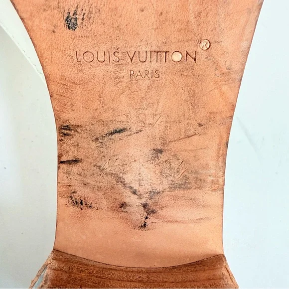 Louis Vuitton Isola LV Logo Mule Sandals White Leather Block Heel Slides EU 38.5 - Picture 10 of 11